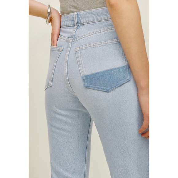 Reformation Cynthia Patch High Rise Straight Jeans In Tahoe NWT - Picture 5 of 14